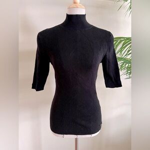 Calvin Klein Black Ribbed Knit Top - Size S